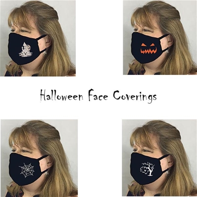 Halloween Face Coverings w 6 inch Elastic - USA made to order